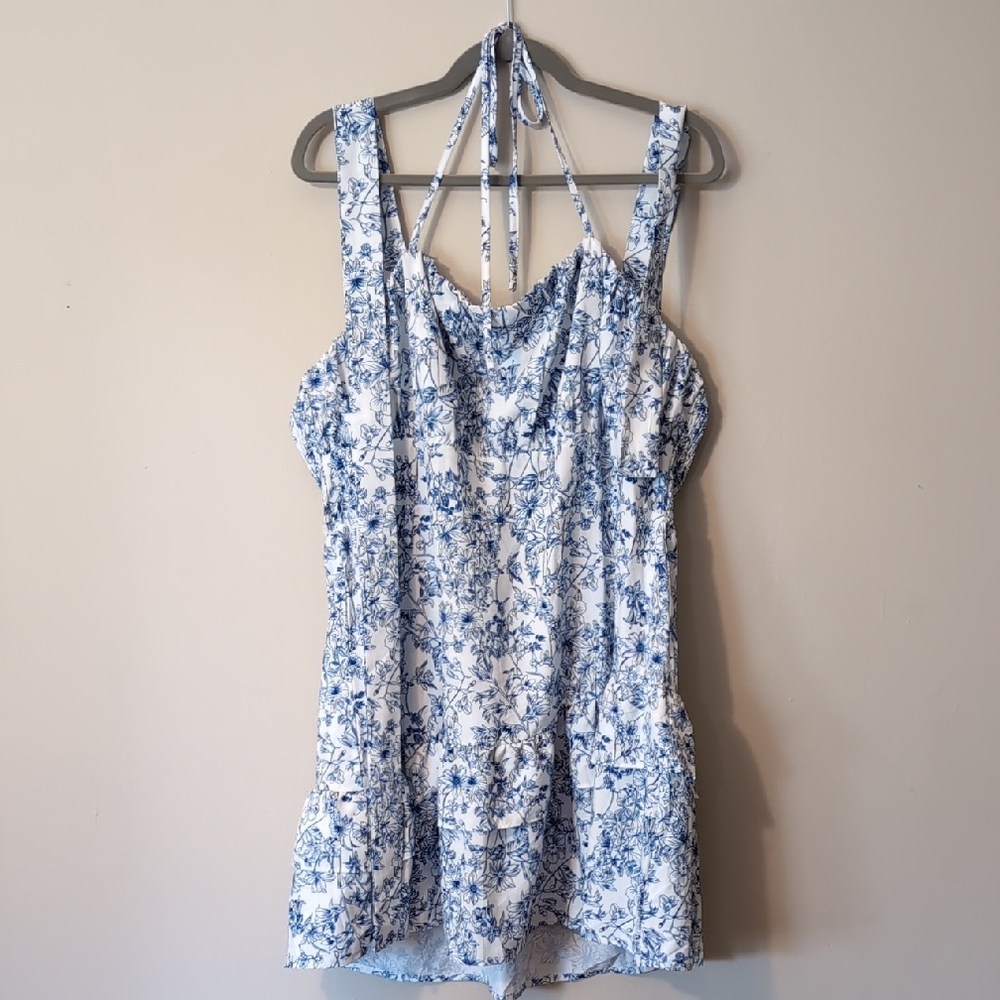 Floral Blue and White Mini Sundress